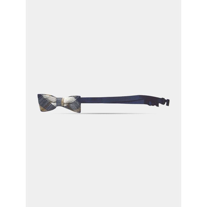 Papillon a quadri con fascetta blu e gancetto metallico