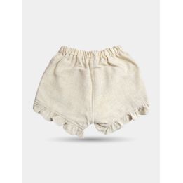Pantaloncini Aletta beige con volant arricciato sul fondo, davanti