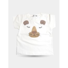 T-shirt Aletta bianca da neonato con musetto di cagnolino vista frontale