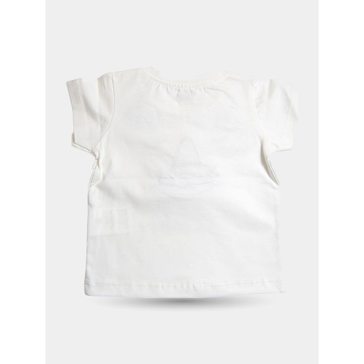 Retro bianco della t-shirt con musetto, a maniche corte