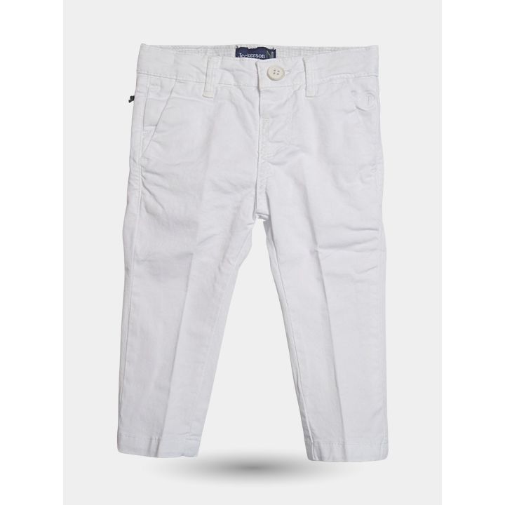 Pantaloni chino Jeckerson bianchi da bambino vista frontale