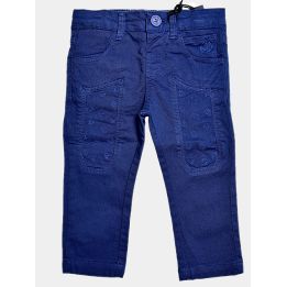 Pantaloni Jeckerson blu oceano da bambino vista frontale con toppe ricamate