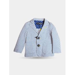 Giacca Jeckerson a microfantasia bianca e blu da bambino vista frontale