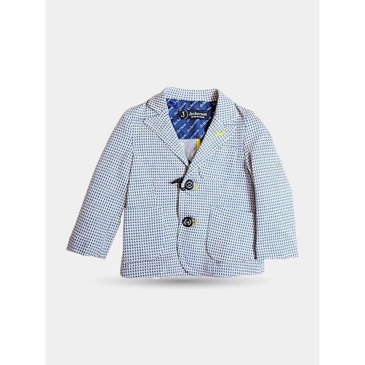 Giacca Jeckerson a microfantasia bianca e blu da bambino vista frontale