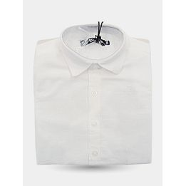 Camicia di lino Jeckerson bianca da bambino piegata, con logo tono su tono