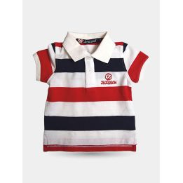Polo Jeckerson a righe bianche, rosse e blu da neonato vista frontale