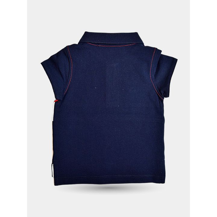 Retro blu della polo Jeckerson con cuciture rosse a vista