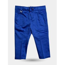Pantaloni chino Jeckerson blu oceano da neonato vista frontale con pinces