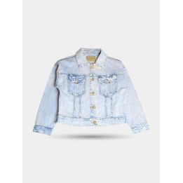 Giacca di jeans Manila Grace blu chiaro con taschini, vista frontale