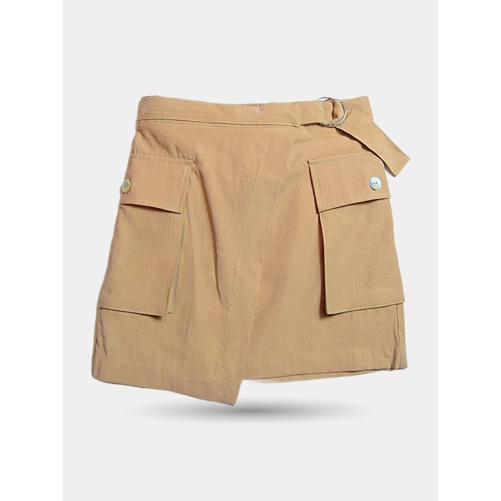 Gonna cargo Manila Grace marrone a portafoglio con anello, vista frontale