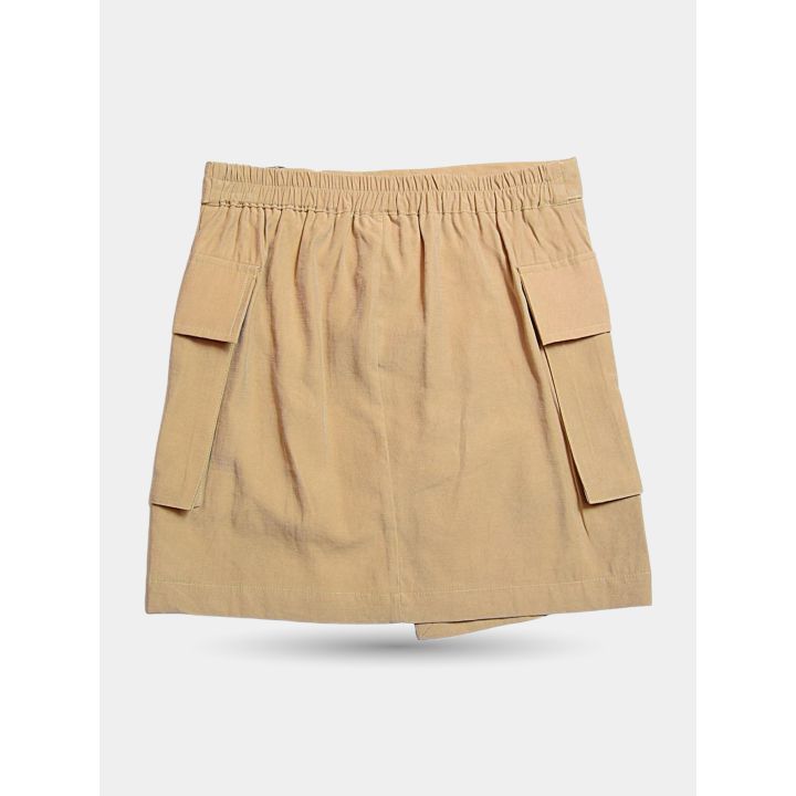 Retro della gonna marrone con vita elastica e tasche cargo