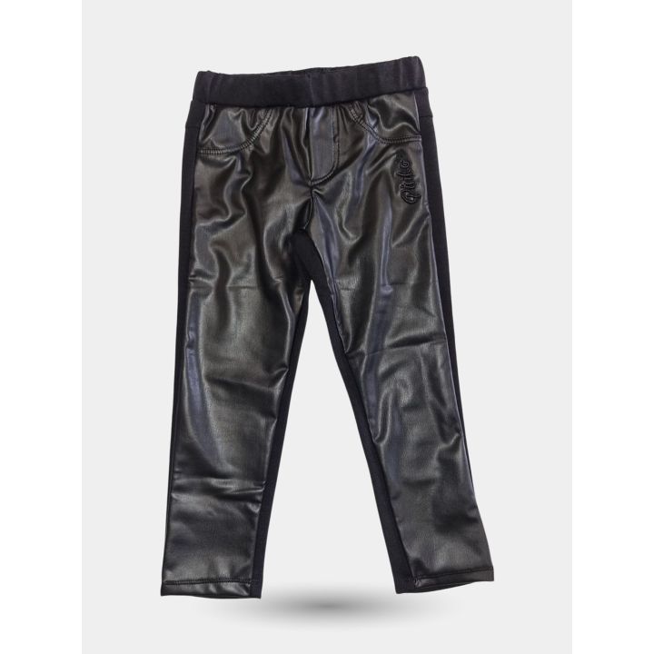 Leggings Pinko neri con davanti in ecopelle, vista frontale