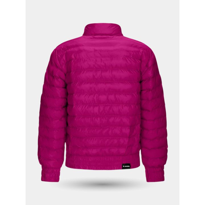 Retro del piumino fucsia trapuntato con fondo e polsi elastici