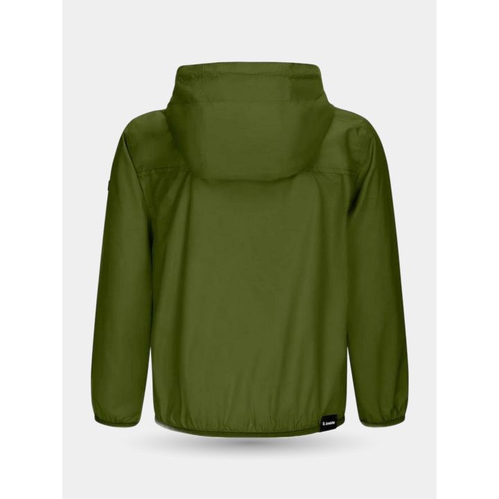 Retro dell'antivento verde Invicta con cappuccio e fondo elastico
