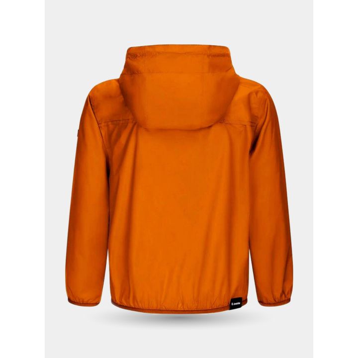 Retro dell'antivento arancione Invicta con cappuccio e piccola patch sulla manica