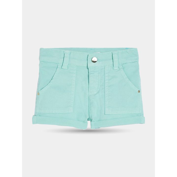 Shorts Liu Jo turchese con tasche applicate e risvolto, vista frontale