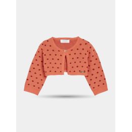 Cardigan Liu Jo rosso corallo a pois luccicanti, vista frontale