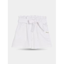Shorts Liu Jo bianchi con vita arricciata e fiocco in tessuto, vista frontale