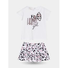 Completo Liu Jo con t-shirt Happy girl e pantaloncino animalier rosa