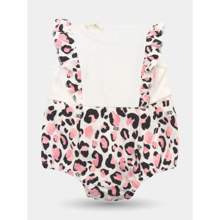 Pagliaccetto Liu Jo smanicato bianco e animalier rosa, vista frontale