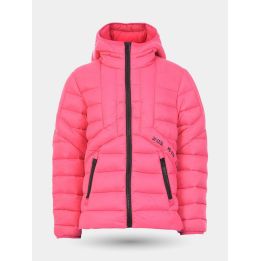 Giubbotto Diesel fucsia da ragazza vista frontale con cappuccio e zip