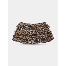 Gonna Liu Jo leopardata a balze beige e nera, vista frontale
