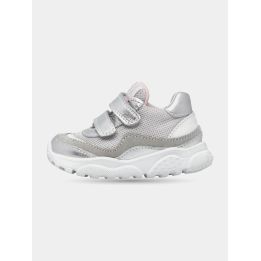 Sneakers Falcotto grigie e argento con due strappi, vista laterale