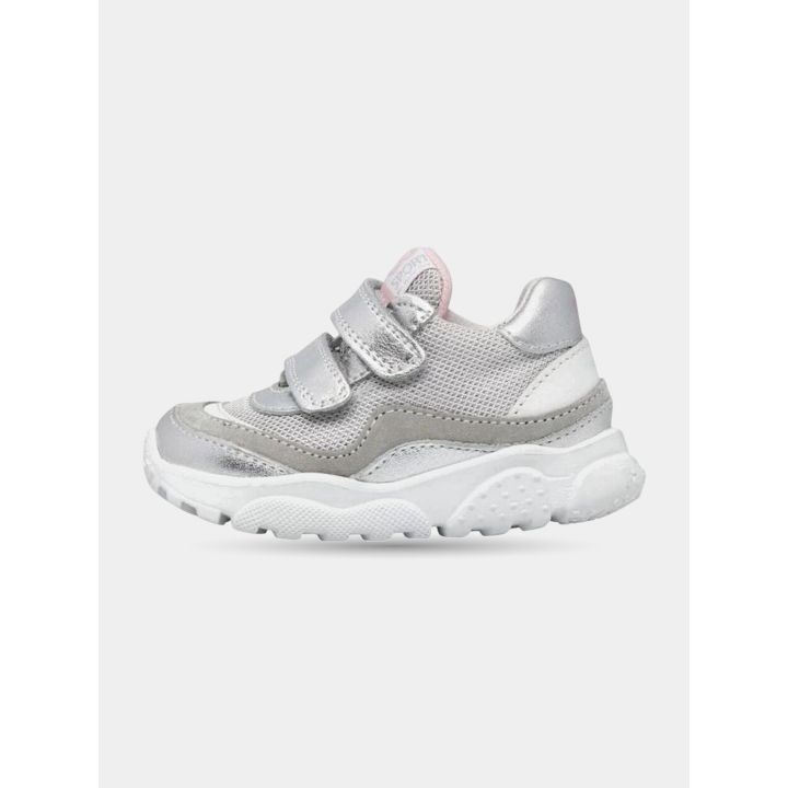 Sneakers Falcotto grigie e argento con due strappi, vista laterale