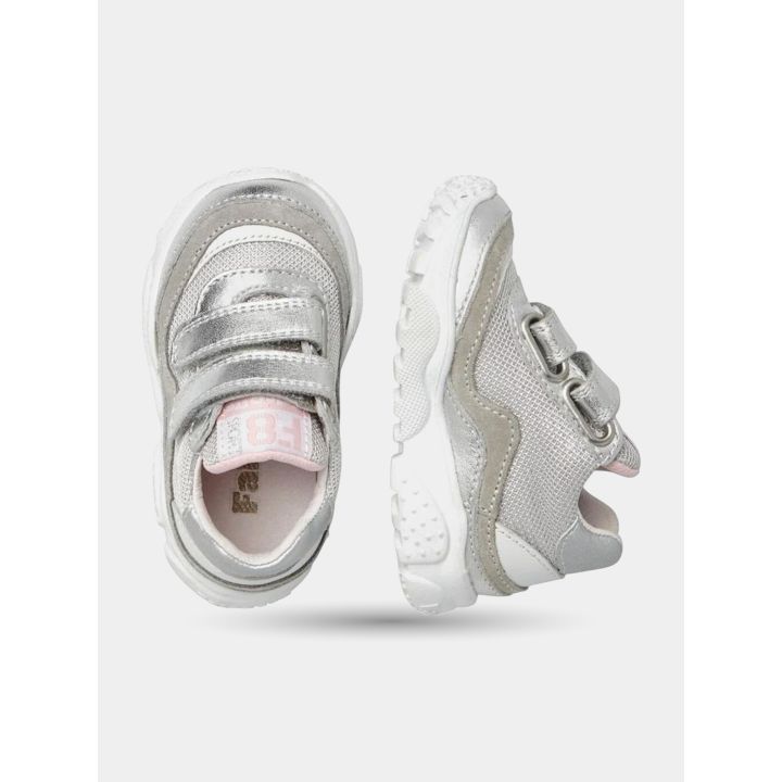 Sneakers Falcotto grigie viste dall'alto e di lato con interno rosa