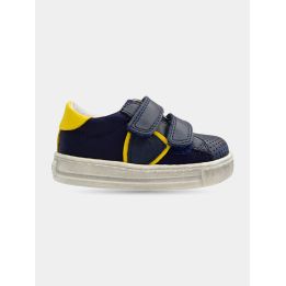 Sneakers Falcotto blu con talloncino giallo, vista laterale