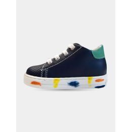 Sneakers Falcotto blu con lacci e suola dipinta, vista laterale