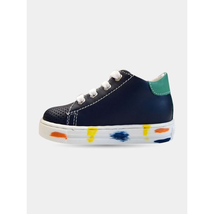 Sneakers Falcotto blu con lacci e suola dipinta, vista laterale