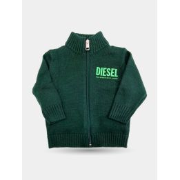 Maglia Diesel verde con zip da neonato vista frontale