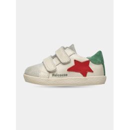 Sneakers Falcotto bianche con stella rossa, vista laterale