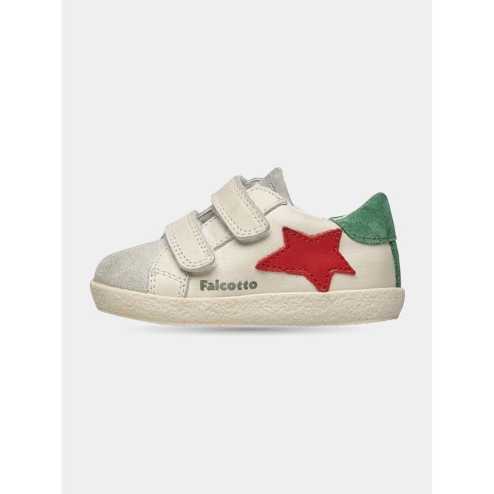 Sneakers Falcotto bianche con stella rossa, vista laterale