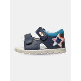 Sandali Falcotto blu navy con toppa a stella, vista laterale
