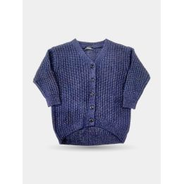 Cardigan Diesel blu da ragazza vista frontale con scollo a V e bottoni
