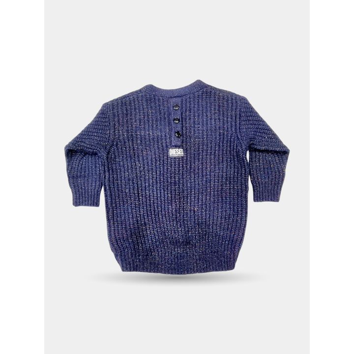 Retro del cardigan Diesel blu con tre bottoni e patch logo