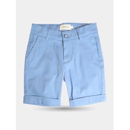 Bermuda Aletta azzurro da bambino vista frontale con passanti e bottone