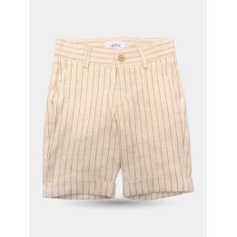 Bermuda Aletta beige a righine rosse da bambino vista frontale