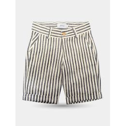 Bermuda Aletta a righe blu e panna da bambino vista frontale