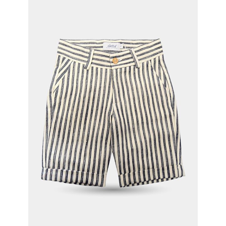Bermuda Aletta a righe blu e panna da bambino vista frontale