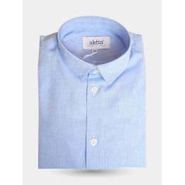 Camicia celeste Aletta piegata con colletto classico e bottoni bianchi
