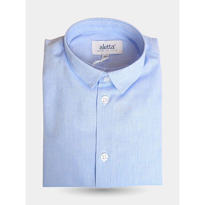Camicia celeste Aletta piegata con colletto classico e bottoni bianchi