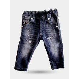 Jeans Diesel grigio scuro da neonato vista frontale effetto usurato