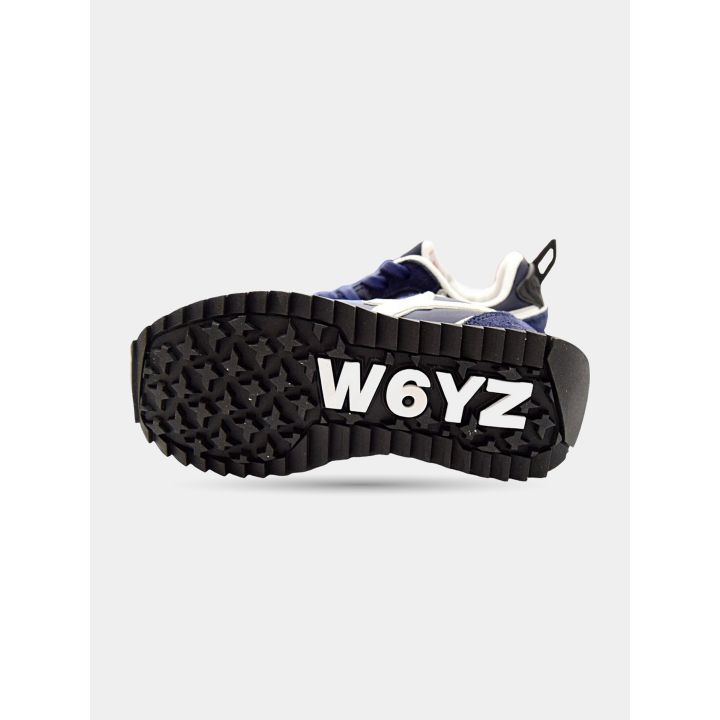Suola nera dentellata della sneaker W6YZ blu con la scritta del marchio