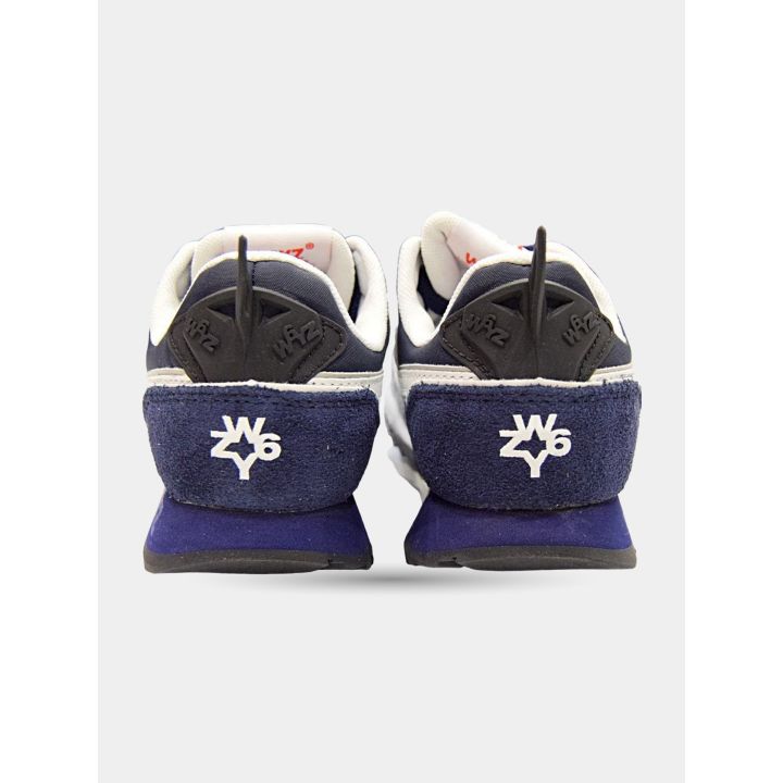 Retro delle sneakers W6YZ blu con il monogramma bianco sul tallone