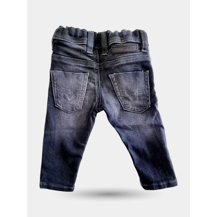 Retro del jeans Diesel grigio scuro con patch logo in vita