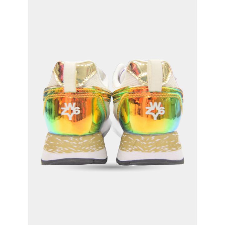 Retro delle sneakers W6YZ bianche con tallone cangiante e monogramma