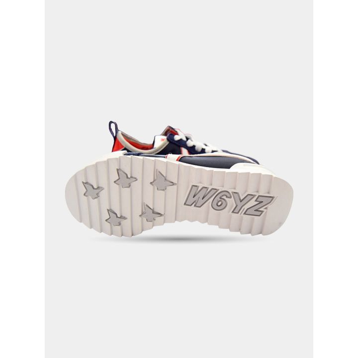 Suola grigio chiaro della sneaker W6YZ blu con stelline e scritta del marchio